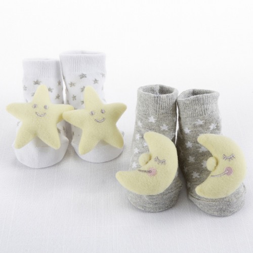 Moon Stars Lullaby 2 Pair Rattle Socks
