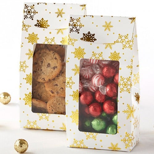 Gold Foil Snowflake Holiday Treat Bags