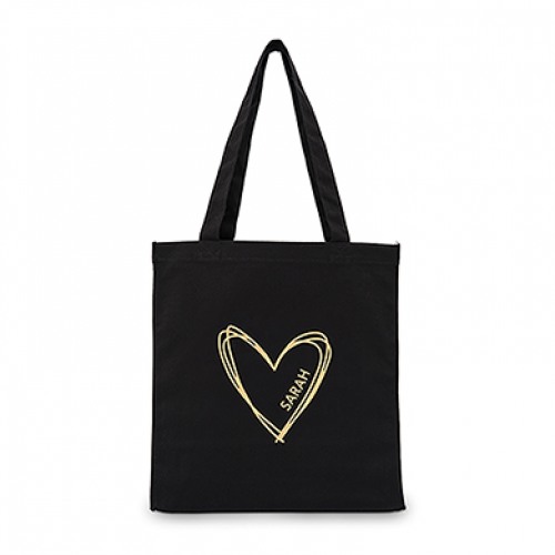 Personalized Black Canvas Bridal Party Tote Bag