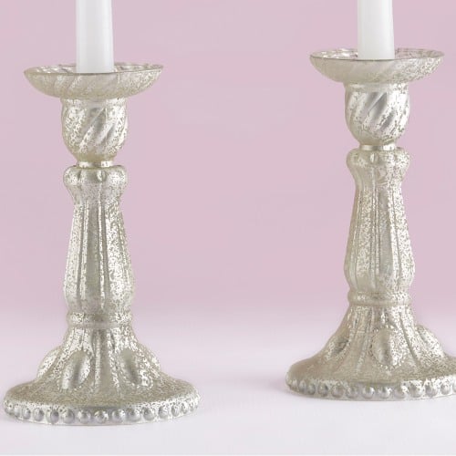 Frosted Mercury Glass Candlesticks