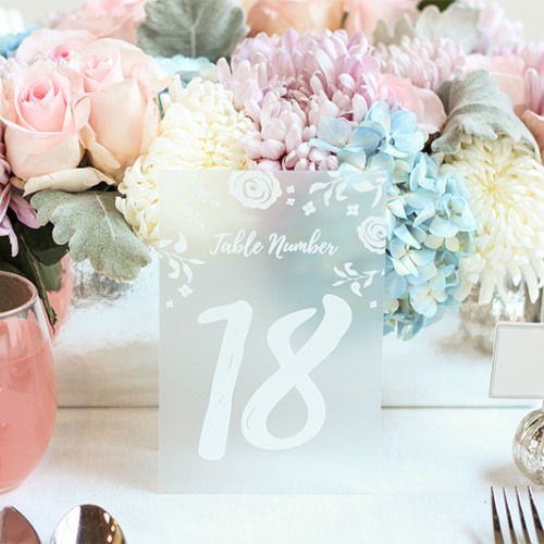 White Frosted Floral Table Numbers