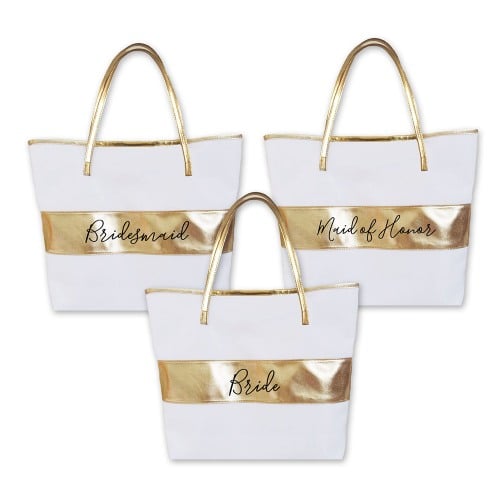 Personalized Gold Stripe Tote