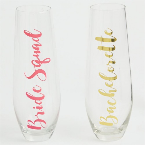 Bachelorette Stemless Champagne Glasses