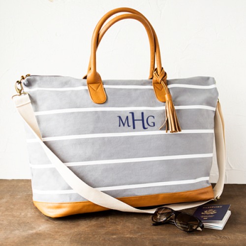 Personalized Striped Canvas Weekender