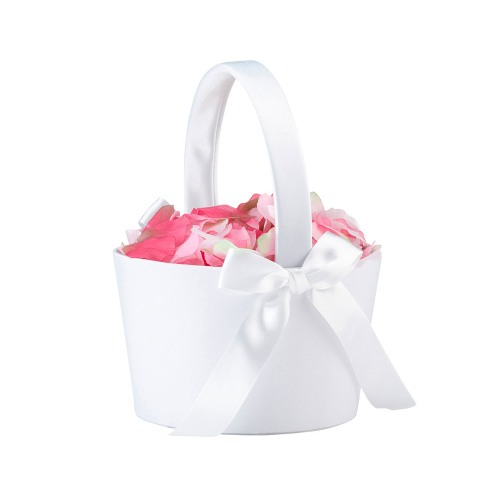Round Flower Girl Basket with Bow
