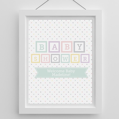 Personalized Blocks Baby Shower Poster